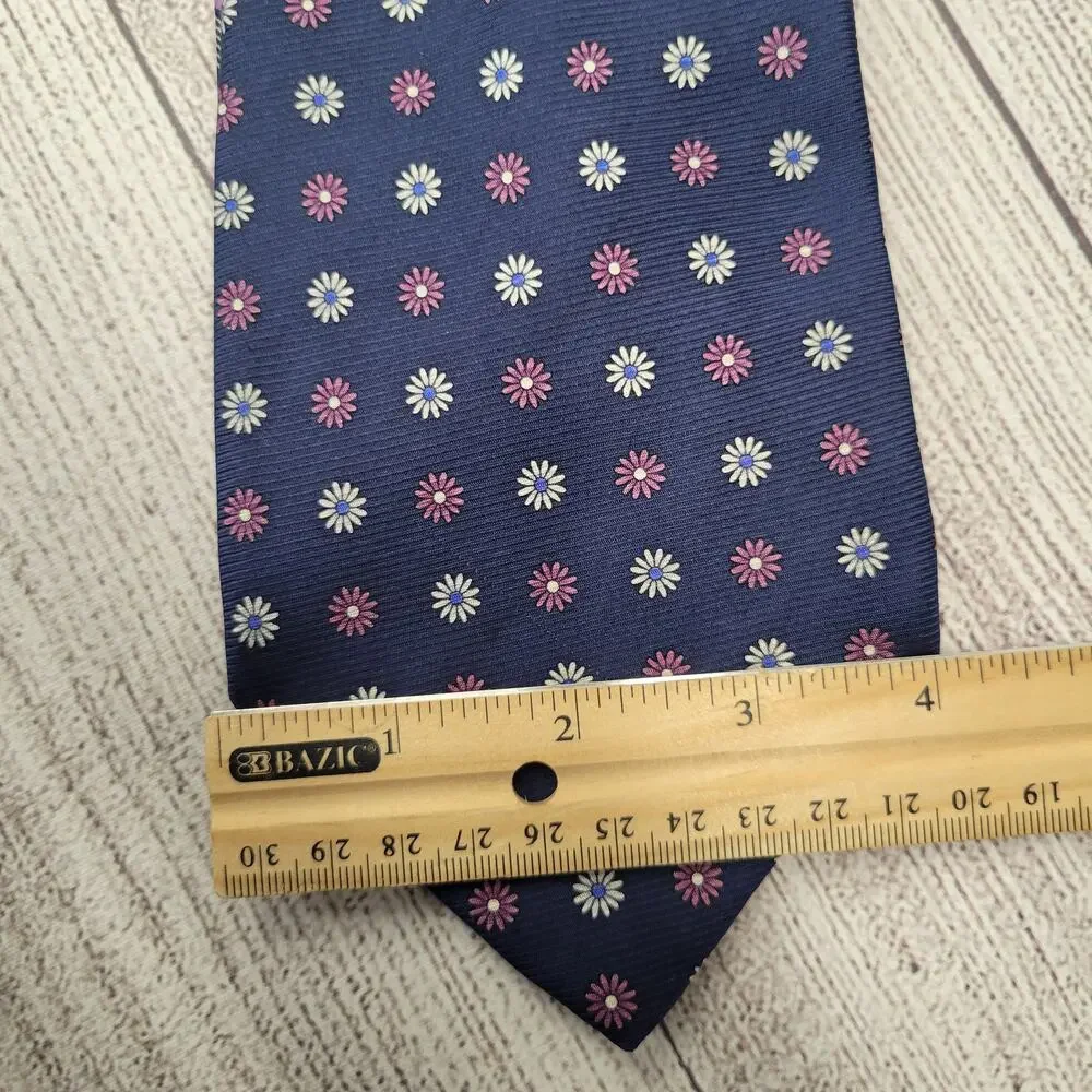 Grant Thomas Lot of 2 Neck Ties Navy, Gray, Purple Prints